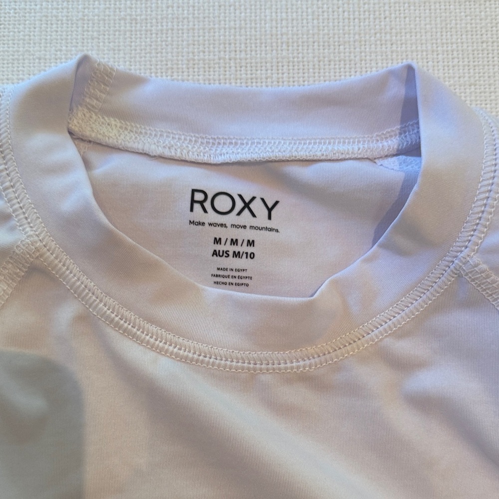 Roxy White Long Sleeve Swim Shirt with Black Logo - Picture 4 of 4